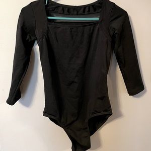 Adult 3/4 Sleeve Striped Mesh Back Leotard